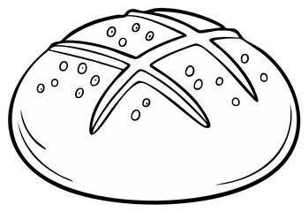 Round Bread with Cross Design Illustration for Coloring Page or Graphic Element Design