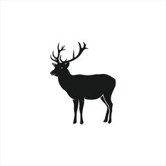 Silhouette of a stag against a white backdrop