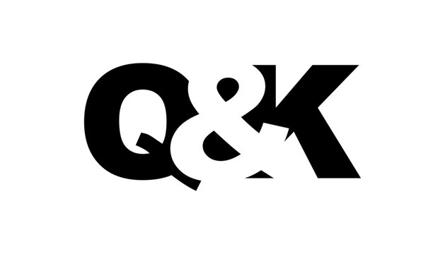 QK logo design in bold style. Black white identity symbol. Modern typography emblem. Corporate branding icon.