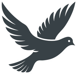 Obraz premium Simple elegant silhouette of a dark grey bird flying with wings outstretched