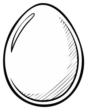 Hand Drawn Minimalist Egg Illustration Black and White Outline Sketch Style