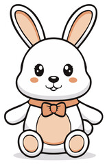 Fototapeta premium Cartoon rabbit character illustration, with bow tie, smiling