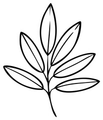 Obraz premium Simple Minimalist Outline Illustration of a Leaf and Branch Element