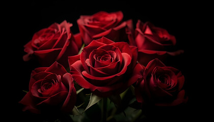 red roses on black background