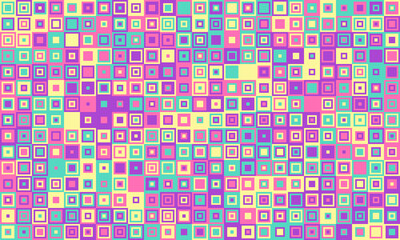 Vibrant pastel square mosaic pattern.  Perfect for backgrounds, textiles, or playful designs.  This cheerful, geometric texture evokes feelings of joy and energy.