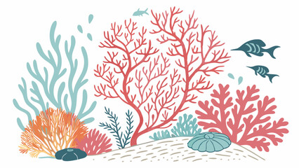 Vibrant Coral Reef Underwater Scene for Ocean Ecology Education Travel Web Design Summer Promotion