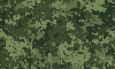 Abstract digital camouflage pattern.  Perfect for military, gaming, or fashion designs.  Offers a textured, pixelated effect ideal for backgrounds, website banners, and print materials.