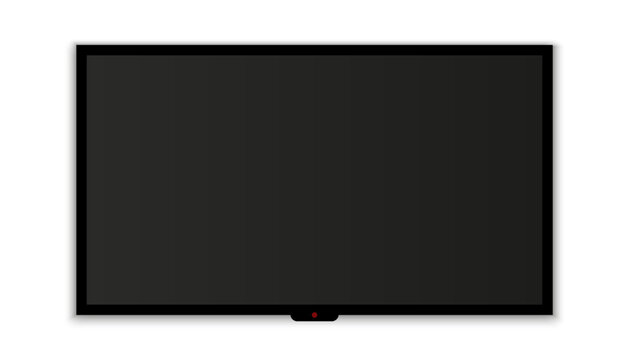 Realistic tv screen, tv with empty black led screen on transparent background, display monitor, blank television template vector