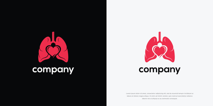 Lungs and Heart Logo - Medical Care and Health Concept.