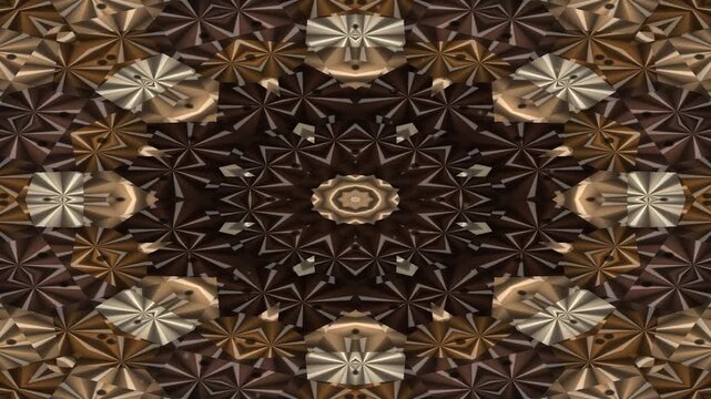 Geometric Pattern Visuals in Warm Metallic Tones with Repeating Diamond Motifs