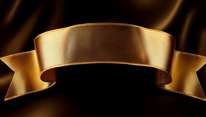 Gold Wavy Ribbon Banner For Luxury And Award Theme