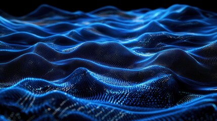 Abstract digital waves,  dynamic, flowing patterns. Possible use Technology background