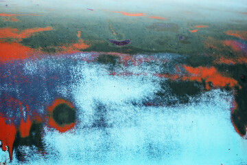 Rusty Colorful Background With Bright Blue and Red Hues and Unique Patterns on Distressed Surface