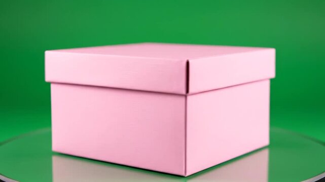 Pink Gift Box Rotating on Green Screen Background for Product Display and Unboxing Videos.