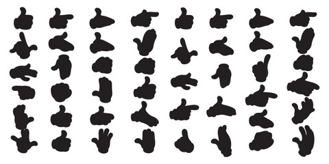 Collection of Cartoon Hand Gestures Silhouettes icon