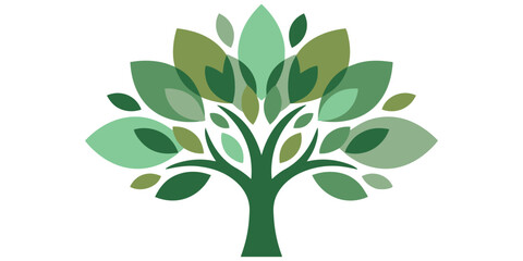 Flat Vector Green Tree Illustration.
