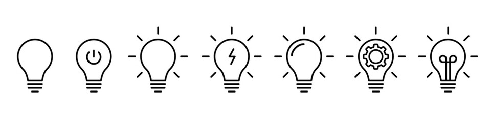 Light bulb icon set, innovation and solution symbols, visualization creative thinking, process generating idea © dlyastokiv