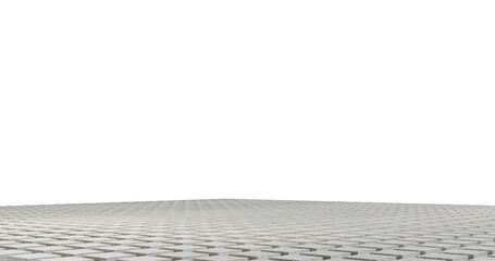 White cemented or ceramic tiles floor with empty back transparent background