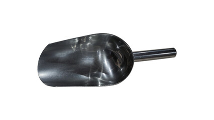 Metal scoop for rice and ice or other grains in a transparent background