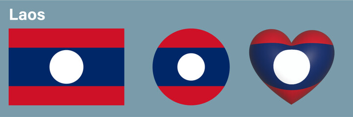 set Laos flag icon vector illustration 