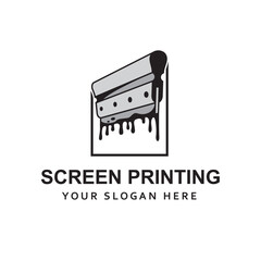 silk screen printing icon with squeegee isolated on white background