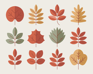 Autumn leaves collection flat design seasonal foliage set warm colors natural elements for fall harvest decoration and seasonal marketing campaigns creative graphic resources for autumn themes