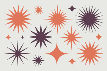 Retro starbursts and geometric shapes mid century modern pattern seamless background vector illustration atomic age design festive celebration sparkle explosion graphic element