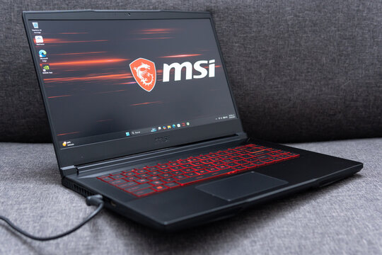 Guadalajara Jalisco, Mexico - February 15, 2026: MSI GF65 Thin gaming laptop, msi concept