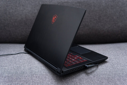 Guadalajara Jalisco, Mexico - February 15, 2026: MSI GF65 Thin gaming laptop, msi concept