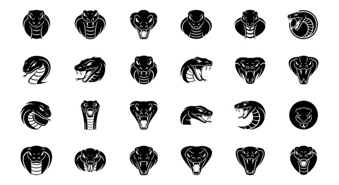 Snake Head Mascot Logo Collection - 24 Reptile Vector Icons for Sports Teams and Esports