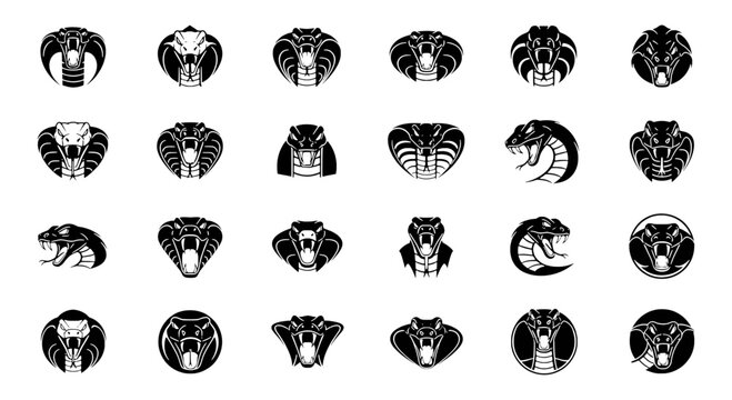 Viper Snake Head Mascot Logo Collection - 24 Vector Icons for Sports Teams and Esports
