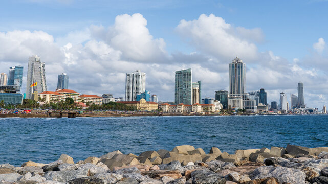 View of the Colombo city skyline with modern architecture buildings