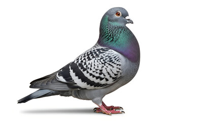 Modena fancy pigeon full body side view isolated on white background © waseem