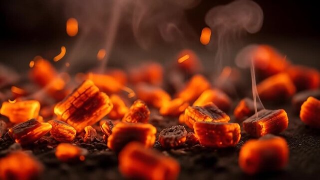 Glowing Embers: The scene captures the raw, elemental beauty of fire in its infancy, with glowing embers and plumes of smoke.