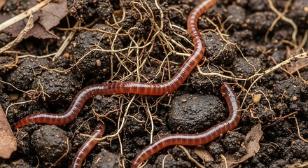 Fototapeta premium Earthworms play a crucial role in Regenerative Agriculture by aerating soil and improving its fertility for sustainable farming practices.