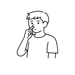 A man picks his nose line icon vector on a white background
Vector line icon