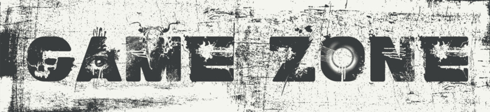 Game Zone Grunge Typography Poster, Gaming Club Banner, Dark Gamer Room Wall Art