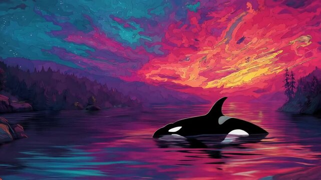 orca whale swimming and jumping