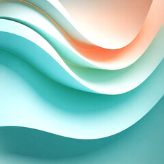 Obraz premium Soft cyan and orange abstract curved flowing layers with gradient effect