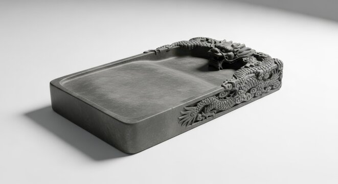 Chinese inkstone with dragon carving