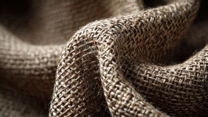 Close-up of Woven Burlap Fabric Texture