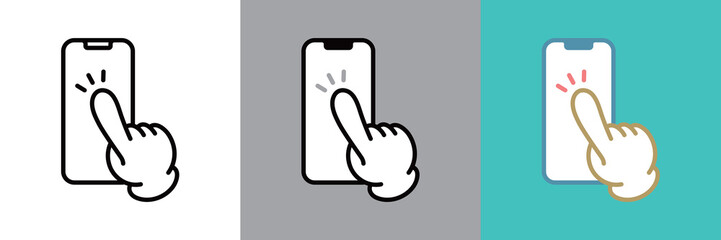 シンプルなスマホにタップするアイコン
