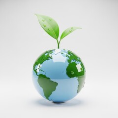 Obraz premium Earth Globe with Green Plant