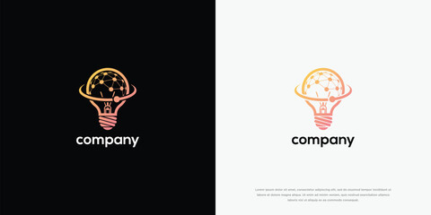 Global Technology Idea Logo Innovative Network Light Bulb Concept for Smart Solutions. © Artmas
