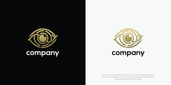Modern Golden Abstract Eye Logo for Corporate Vision Security  Tech Brands.