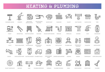 Fototapeta na wymiar Plumbing and heating icons. Vector symbols