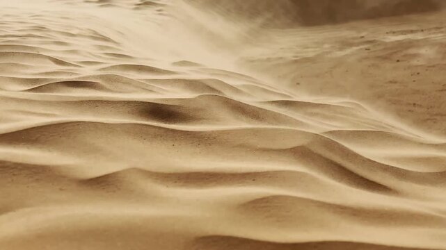Drifting sand sandy dunes sculpted by storm wind in the expansive Sahara desert