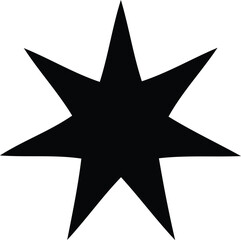 Fototapeta premium A black seven-pointed star icon sits centered featuring sharp geometric points and minimalist flat design