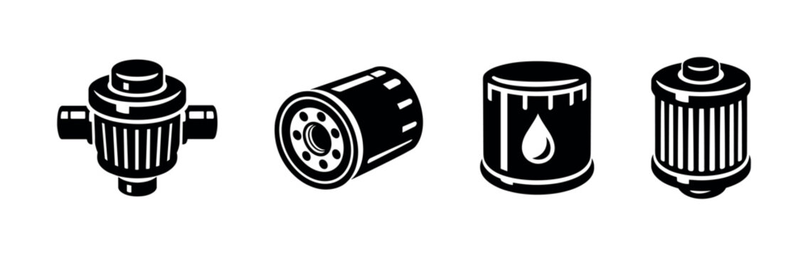 Car filters set, flat vector illustration of engine components