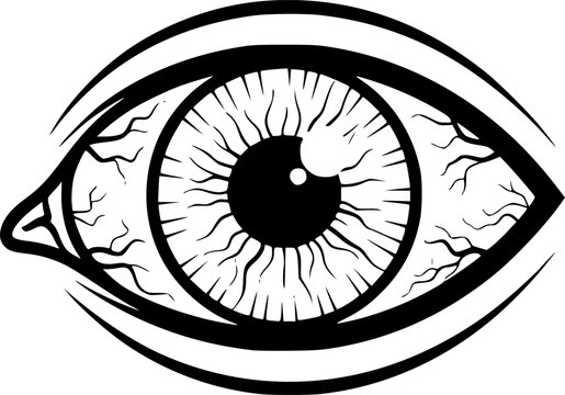 Bloodshot eye symbol showing irritation and fatigue in simple outline illustration
